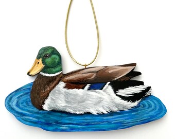 Mallard Duck Ornament - Male Mallard Duck Swimming Decoration - Mallard Duck Decoration - Duck Lover Gift - Duck Hunter Gift