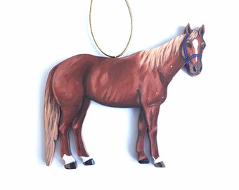 Custom Horse Ornament - Handpainted Wood Horse Ornament - Made to Order Custom Ornament