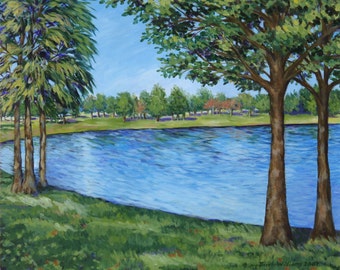 Serene Lakeside Landscape Giclee Print - 11 x 14 - Clearwater Florida Impressionist Art Print