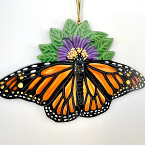 Monarch Butterfly Ornament - Handmade Painted Monarch Wooden Christmas Decorations - Butterfly Gift