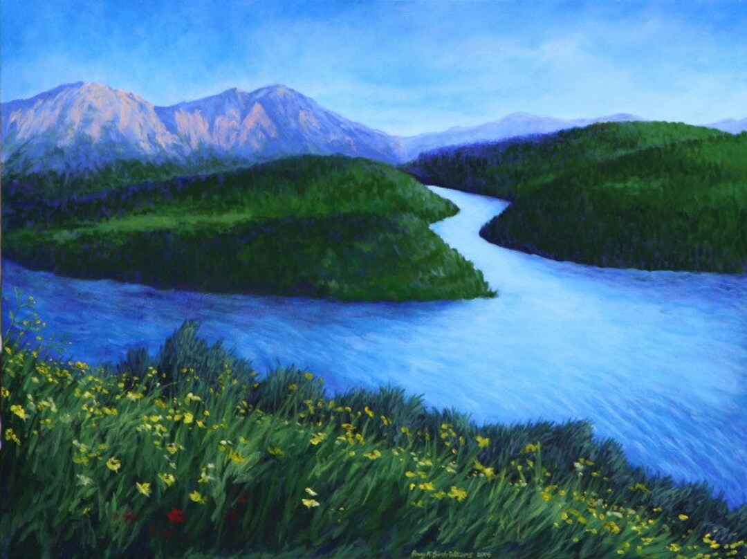 Mountain River Landscape Art Print 11x14 Giclee - Etsy