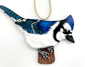 Blue Jay Ornament- Handmade Bird Christmas Ornament -