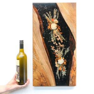 Wall Art: Handmade Reclaimed Wood & Botanical Art Resin Inlay Panel | Unique Bespoke Statement Piece | Customisable Nature-Inspired Decor