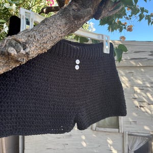 black crochet shorts, summer shorts, beach shorts, lightweight, flowy breathable shorts, knit shorts, mini shorts, micro shorts, custom