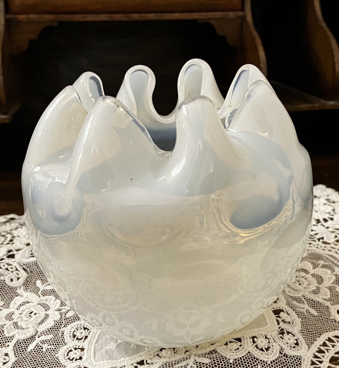 Victorian Opalescent Coin Rose Bowl Vase Etsy