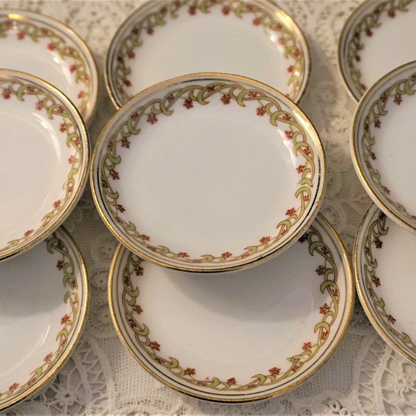 9 Small Porcelain China Butter Plats / Plates Pope-Gosser