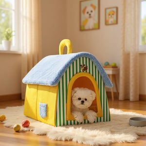 Cozy Winter Cat House – Warm, Washable & Detachable Enclosed Bed for Safe, Snug Indoor Comfort