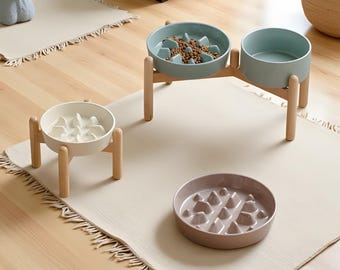 Ceramic Slow-Feed Pet Bowl: Anti-Choke Neck Guard for Small Breeds