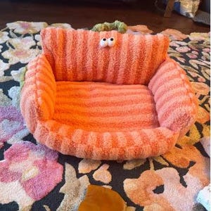 Peluche imperméable pour animal de compagnie : coussin lavable pour chien et chat (55 x 45 cm) pink/orangy