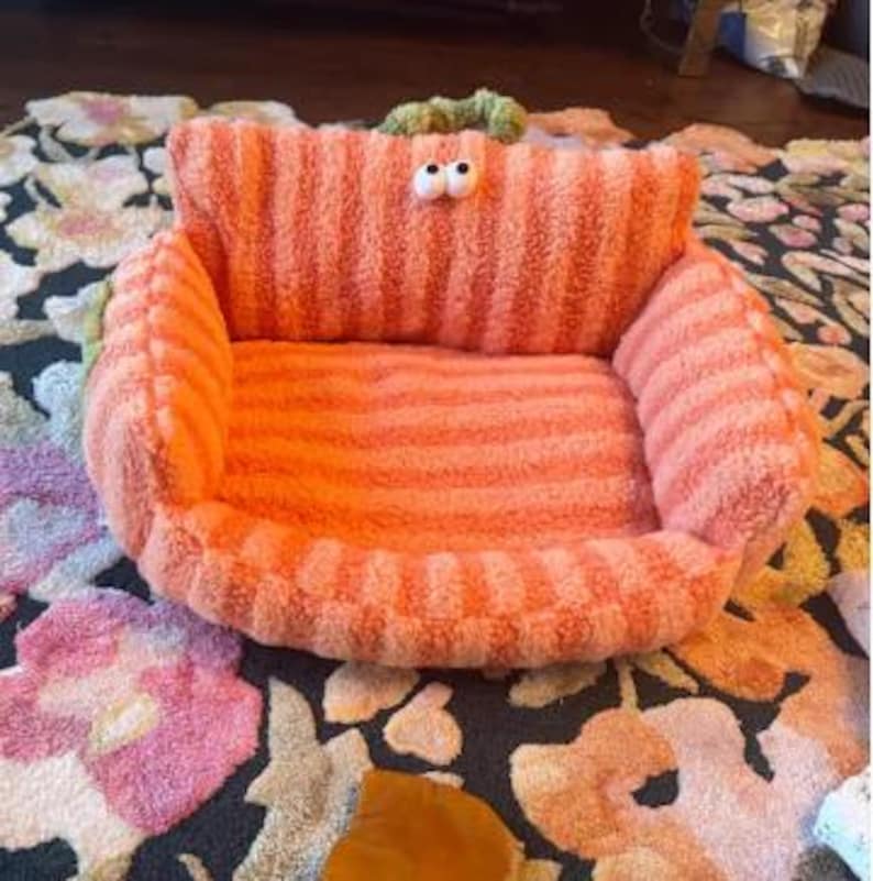 Peluche imperméable pour animal de compagnie : coussin lavable pour chien et chat (55 x 45 cm) pink/orangy