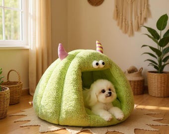 Plush Pet Cave Bed: Cozy Enclosed Kennel for Small Dogs