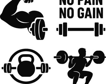 Fitnessstudio SVG Bundle | Fitness Workout Clipart | AI, SVG, png, jpg, eps | Bodystocking svg & Gym Zitate für T-Shirt Design