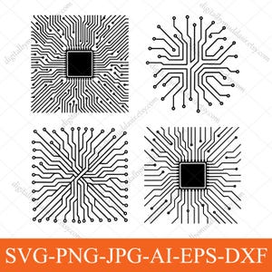 Computer Processor Svg Bundle | Circuit Board SVG Bundle | Computer Microchip & Circuit Lines SVG | Tech inspired svg | Digital Download