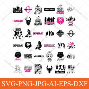 Pacote de SVG e PNG de Caçadores de Demônios Kpop, SVG de Caçadora de Demônios Kpop, SVG de Saja Boy, Design de Camiseta Inspirado em Caçadores de Demônios, Tigre Derpy, Jantar de Garota, PNG de Anime