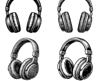 Hörlurs-svg-paket, DJ-svg, musiksvg, DJ-hörlurar-svg, gravyr av dj-hörlurar | Retro headset png, jpg, eps, dxf, ai, svg för t-shirts och Cricut