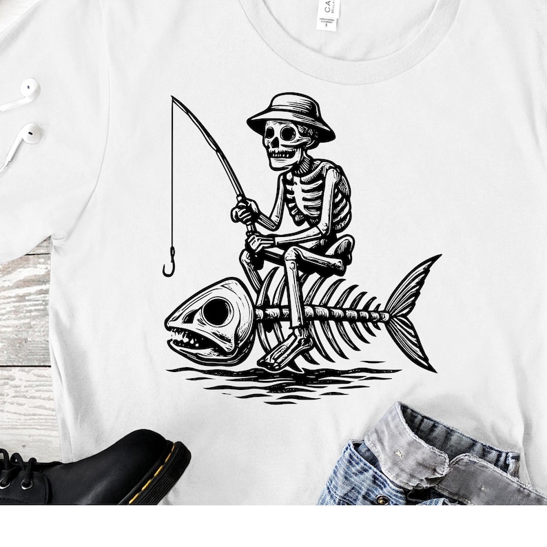 Skeleton Fisherman Svg, Skeleton Fisherman Holding Fish, Fisherman ...