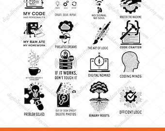 Bundle de programmeur codage citations svg, conception de t-shirt programmeur, ordinateur svg, svg tech, il tech svg, conceptions informatiques, informatique nerd png
