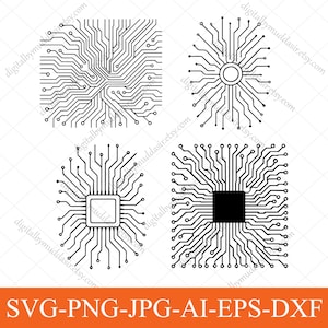 Tech Circuit Lines SVG | Chipboard Wire SVG | Circuit Board SVG | Computer Processor svg | Electronics Vector for T shirt | Digital Download
