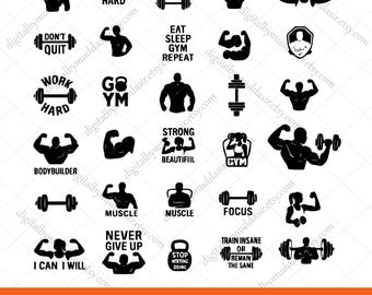 Workout-Svg-bundle, Gym SVG PNG, Gym-Liebhabers-Svg, Workout-Svg, Motivations-Svg, Fitness Clipart, Dumbell-Svg, Gym Cut-Datei, Fitness-Studio-Zitate