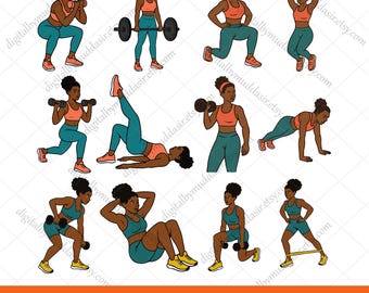 Fitness Girl svg, Black Girl Fitness svg, Girl Workout svg, Woman Workout svg bundle, Woman Gym SVG, Girl Bodybuilding svg, Gym SVG Bundle