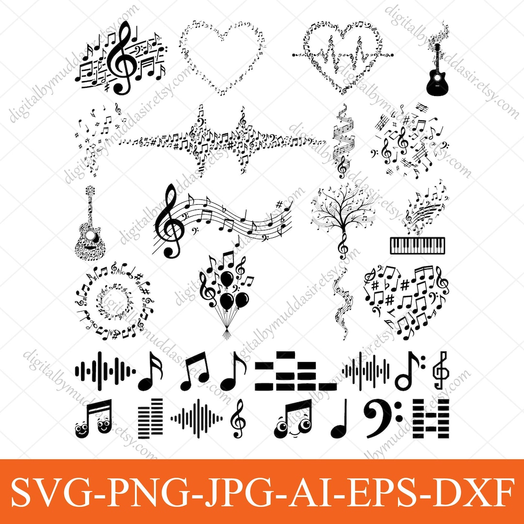 Music Notes SVG Bundle, Music Icon Svg, Musical Notes Svg, Music Waves ...