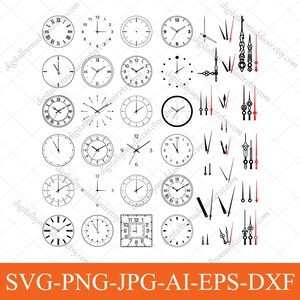 Clock Face SVG Bundle, Modern & Old Designs, Clock Face Clipart, Roman Numeral Clock, Clock svg, Watch Face svg, Clock Hand Silhouette