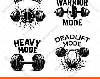 Gym svg png Bundle, Gym motivation svg, Gym Quotes Svg, Gym svg bundle, Warrior Mode, Heavy Mode, Deadlift Mode, Fitness svg for T shirts