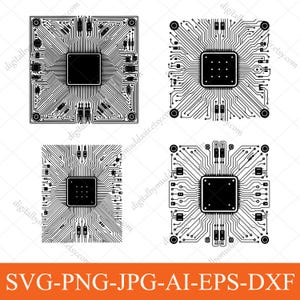 Computer Processor SVG Bundle, Abstract PCB patterns, Complex Circuit Board SVG, Microchip Tech Design svg | Seamless Circuit Board Pattern