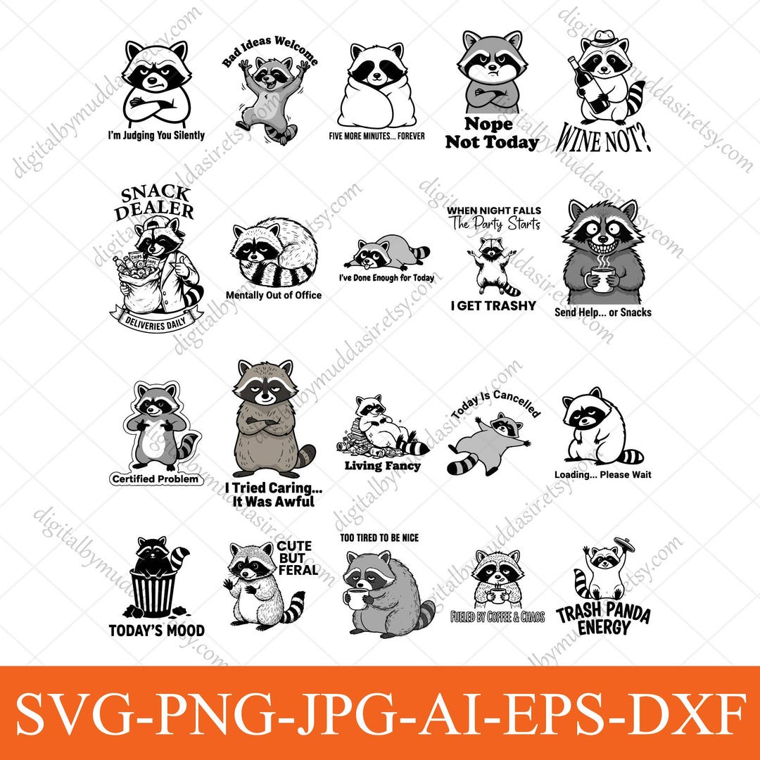 Funny Raccoon SVG Bundle, Sarcastic Raccoon Quotes for Cricut ...