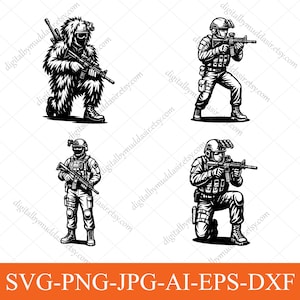 Military Soldier svg Bundle, Solider svg, Soldier vector, Soldier clipart, Military svg, Walking Soldier, Warrior Png, Special Forces svg