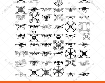 Paquete de 54 archivos SVG de dron, SVG de piloto de dron, Clipart de dron, Cricut de dron, Silueta de dron, Vector de dron, Archivos de corte de dron, Camiseta de dron, Aeronave