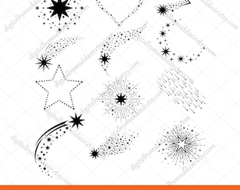 Sparkle Stars svg Bündel, leuchtende Sterne svg, Stars svg, Sparkle Stars Png, Stars Clipart, funkelt, funkelnde helle Sterne, Sternschnuppe svg