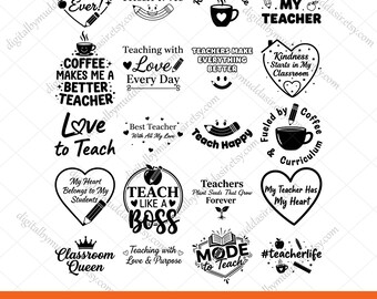 Pacchetto svg per insegnanti, design per maglietta con scritta "Teacher Student Love", citazione per insegnanti in formato svg png, vita da insegnante in formato SVG, svg per insegnanti, miglior insegnante di sempre in formato svg