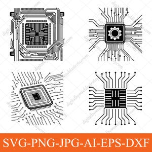 Circuit Board Pattern svg, Computer Processor svg Bundle, Electronic Seamless Pattern svg, Circuit Board Png, Tech svg, Instant Download
