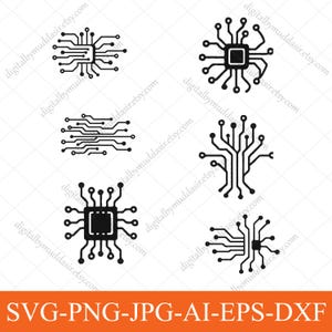 Computer-Prozessor-Svg-Bundle, Platine und Chip-Vektorgrafik | Tech inspiriertes svg Bundle | Technologie svg, png , jpg, eps, dxf, ai