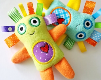 Borduurontwerp voor machineborduurwerk Monster Toy In-The-Hoop Softie ITH digitaal borduurontwerp softy met lint Halloween