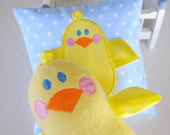 Chick with Ribbons Machine Embroidery Design Applique and In-The-Hoop - Two Sizes