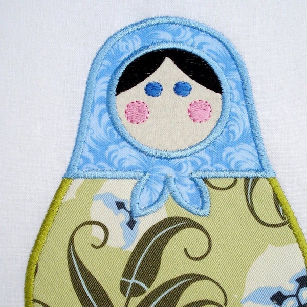 Diseño de apliques de bordado a máquina - Matryoshka - Babushka - 4x4 y 5x7