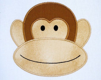 Machine Embroidery Applique Design - Monkey Face Number 2 - Three Sizes - 4x4, 5x7 and 6x10