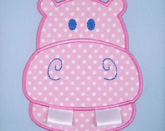 Embroidery Design for Machine Embroidery - Applique - Hippo with Ribbon Teeth - Two Sizes 4x4 and 5x7