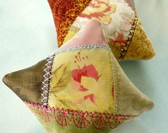 In-The-Hoop Machine Embroidery Crazy Quilt Block - Ornament - Sachet - Pin Cushion - Three Sizes