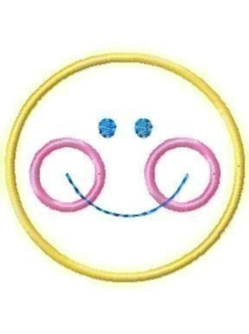 Embroidery Design for Machine Embroidery Applique Happy Face Two Sizes 4x4 and 5x7 image 5