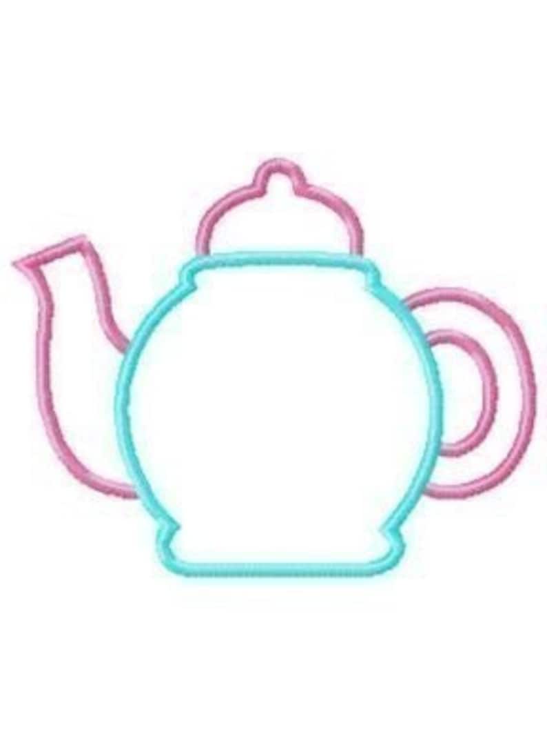 Teapot Machine Embroidery Applique Design 4x4 and 5x7
