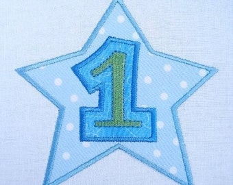 First Birthday Star Machine Embroidery Design Applique - Three Sizes - 4x4, 5x7 and 6x10