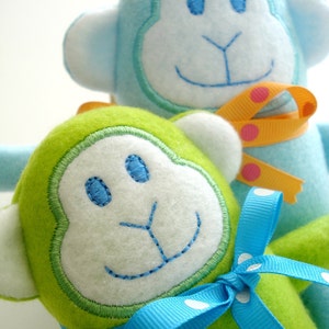 Embroidery Design for Machine Embroidery Monkey Softie In-The-Hoop - Three Sizes