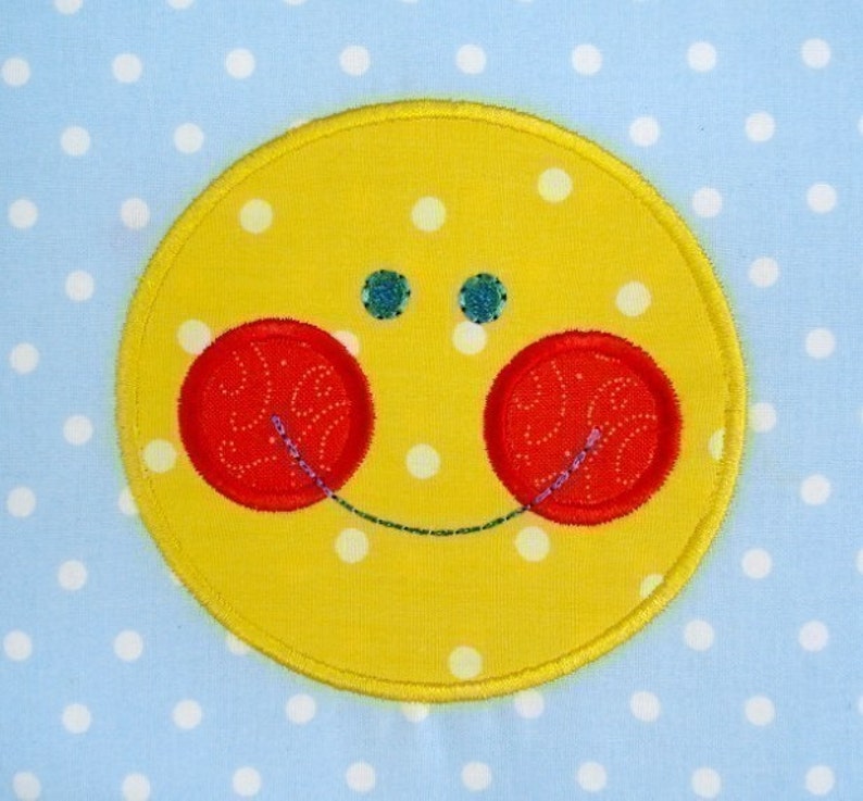 Embroidery Design for Machine Embroidery Applique Happy Face Two Sizes 4x4 and 5x7 image 4
