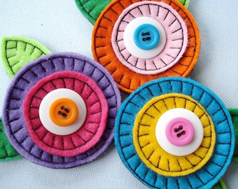 Embroidery Design for Machine Embroidery - In-The-Hoop  Felt-Fabric Flowers - Two Sizes 4x4 and 5x7