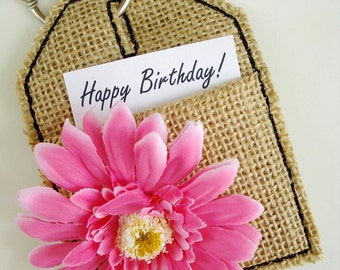 Embroidery Design for Machine Embroidery In-The-Hoop Tag with Pocket and Roses
