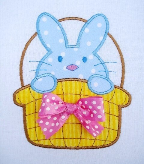 Bunny Basket Machine Embroidery Design Applique 4x4 and 5x7 | Etsy