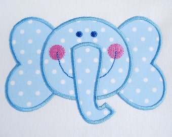 Elephant Face Machine Embroidery Applique Design 4x4 and 5x7